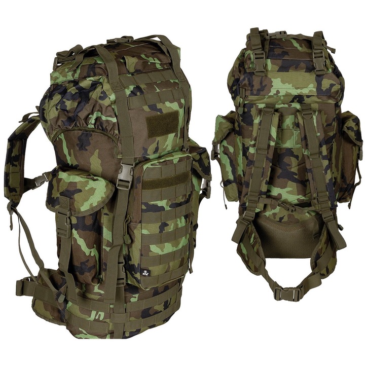 Rucsac pentru drumetie, MFH, Poliester, 65 L, 43 x 63 x 21 cm, Camuflaj
