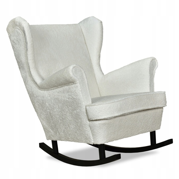 Hintafotel, Bella modell, Bársony/Bükkfa, Fehér, 104 x 84 x 92 cm