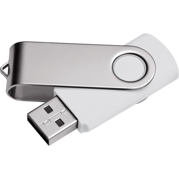 USB флашка Blent, Пластмаса, Метал, Бял, 16 GB
