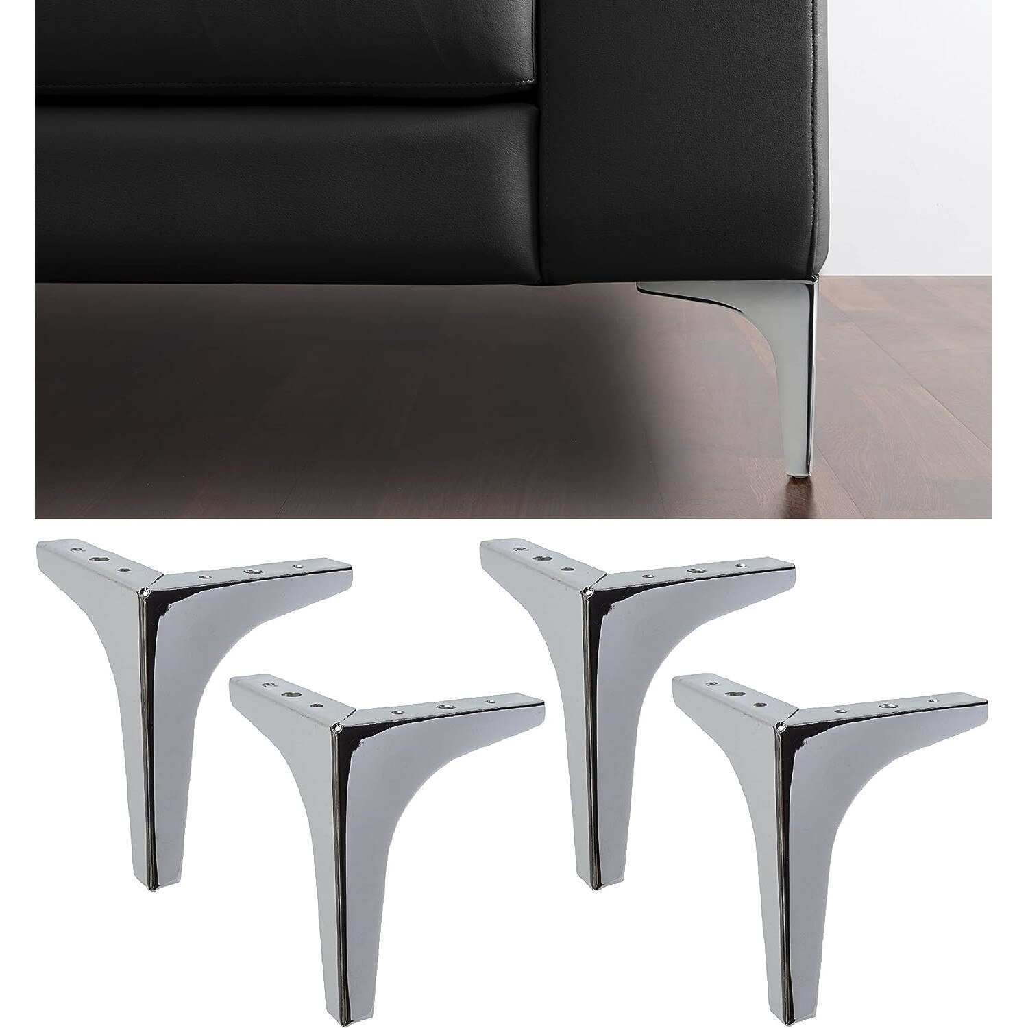 Set de 4 picioare pentru mobilier QIMEI-SHOP, metal, argintiu, 6 x 6 x 5 cm  - Chilipirul Zilei