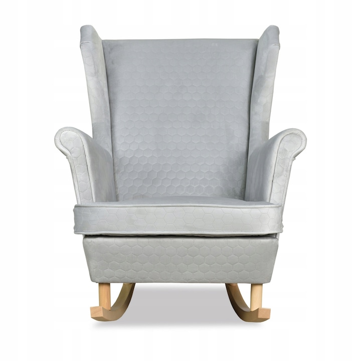 Hintaszék, Angelo modell, Bársony/Bükkfa, Szürke, 104 x 84 x 92 cm