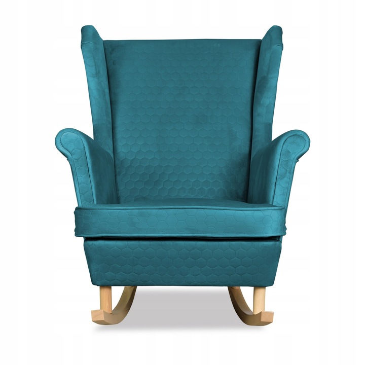 Hintafotel, Angelo modell, Bársony/Bükkfa, Türkiz, 104 x 84 x 92 cm