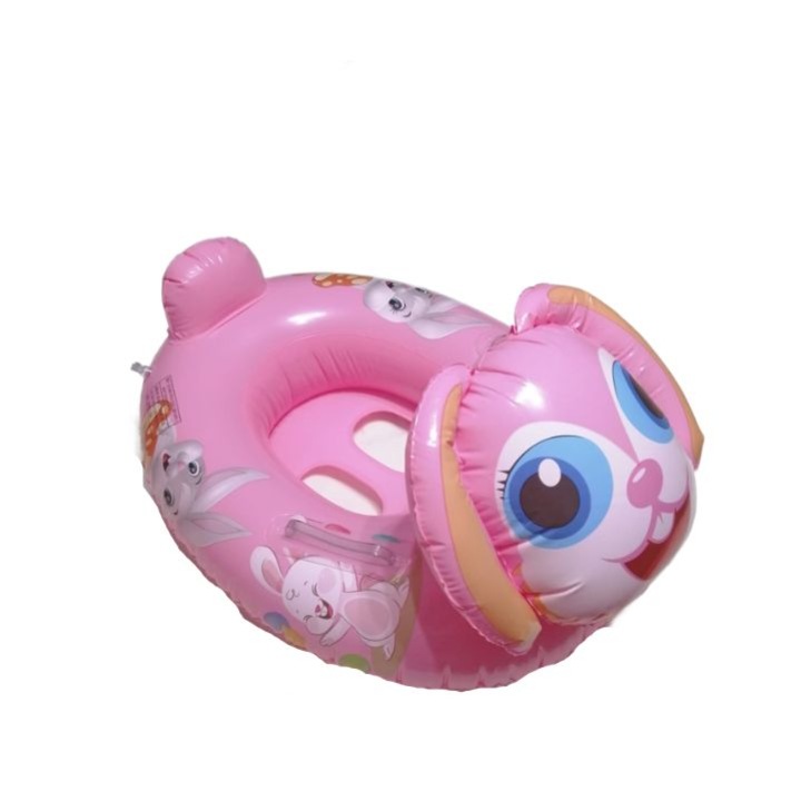 Colac apa, stil barcuta, gonflabil, 65x57 cm, iepuras, roz