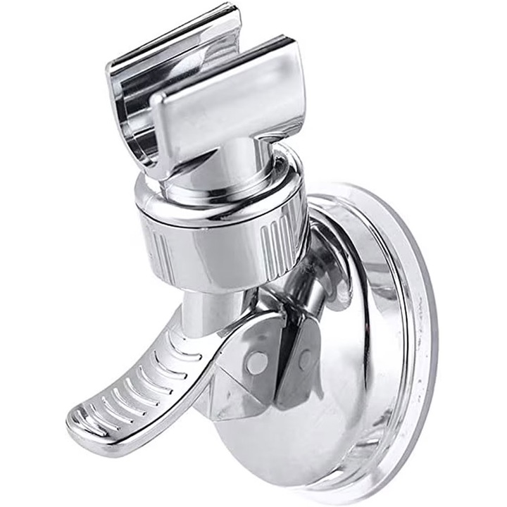 Suport pentru dus, JENUOS®, ABS/PVC, Cu ventuza, reglabil 360 grade, Alb/Argintiu