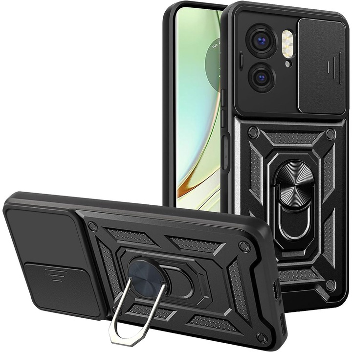 Husa pentru Motorola Edge 40 cu inel Ring Armor Kickstand Aiyando cu protectie camera, negru
