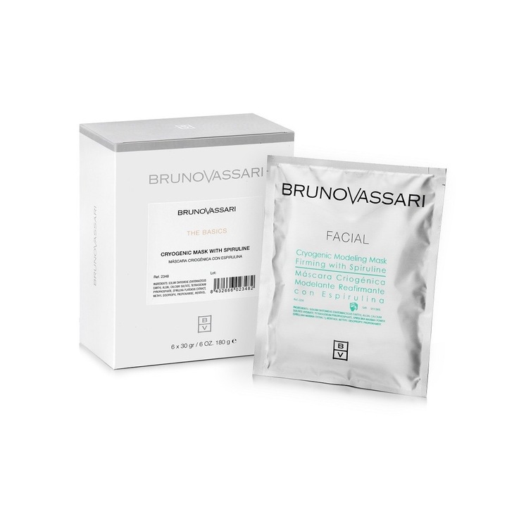 Crema masca pentru fata si gat Bruno Vassari, The Basics cu extract de alge marine si efect de lifting, 6 x 30 g