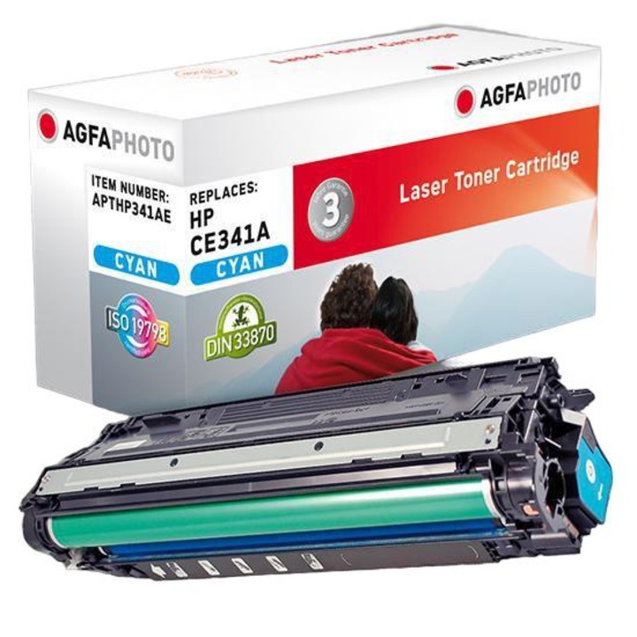 Toner HP CE341A/651A, Agfaphoto, ciánkék