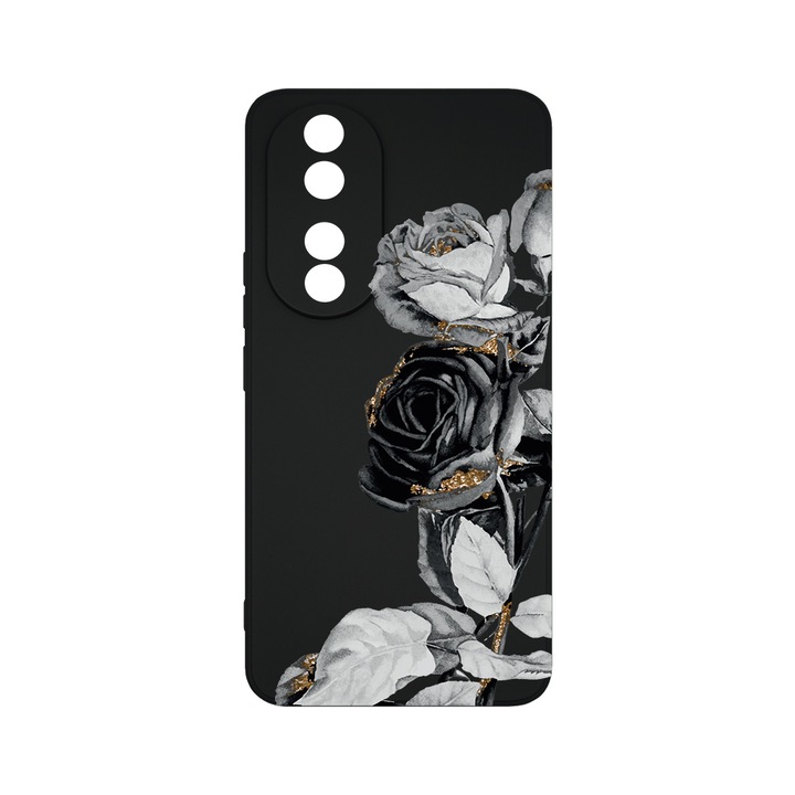BestCase Liquid Szilikon telefontok Honor 90, Black Rose, Slim 1.2mm, kamera védelem, mikroszálas puha belső, PB 990