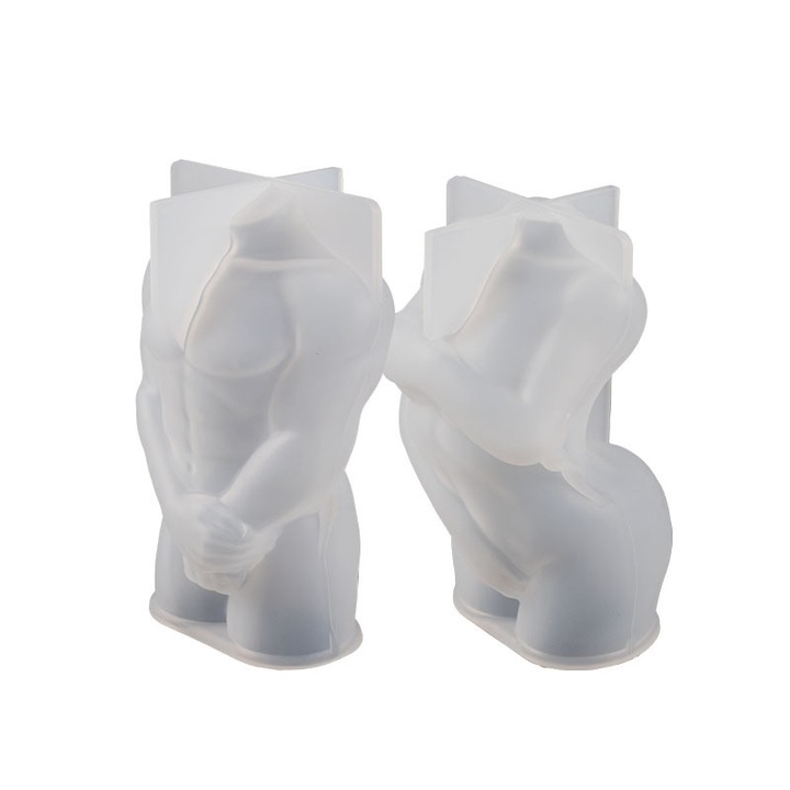 2 db-os gyertyaforma készlet, BOMSTOM, Szilikon, 3D kézzel készített gyertyákhoz vagy szappanokhoz, Fehér