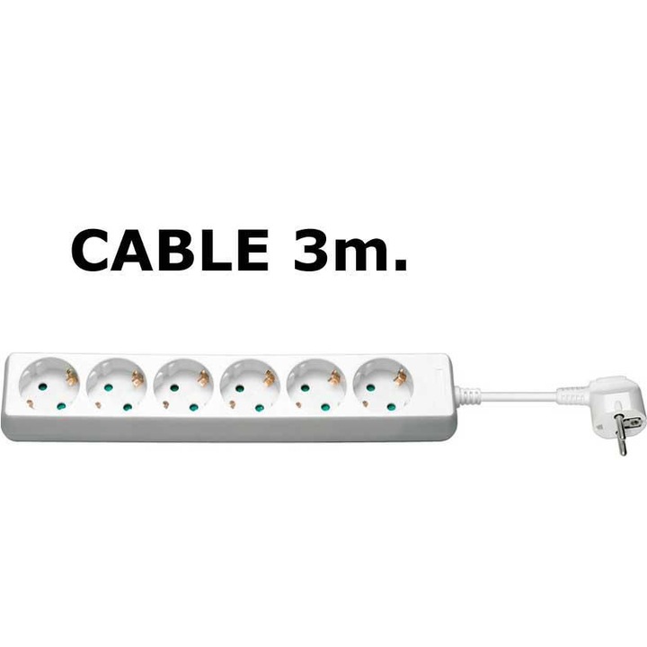 Schuko MicroConnect hosszabbító kábel 6 aljzattal 3M fehér