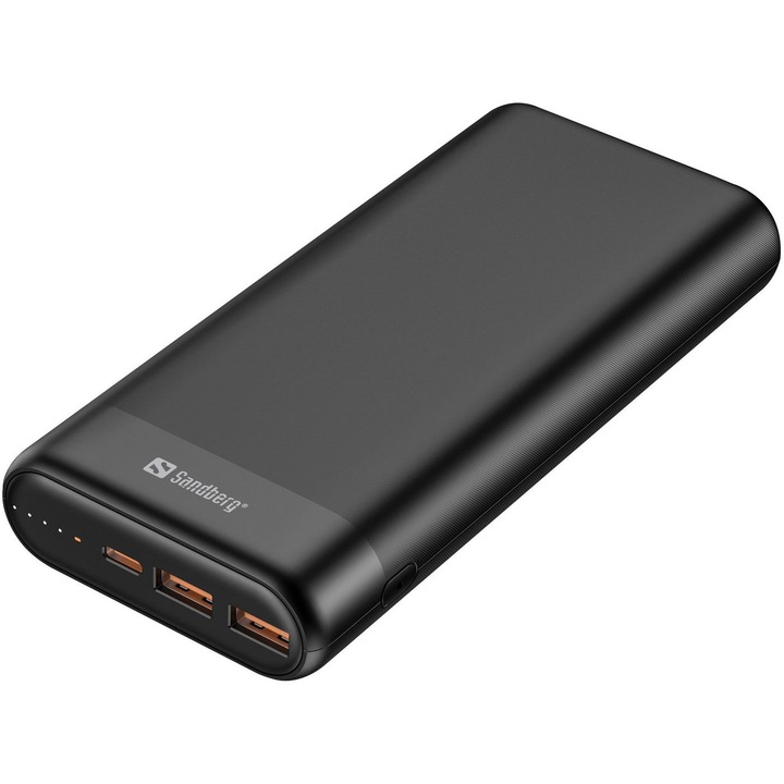 Baterie externa, Sanberg, 20000 mAh, USB-C, Negru
