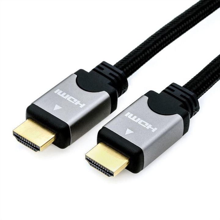 Cablu HDMI, Roline, 5M, Tip A , Negru/Argintiu