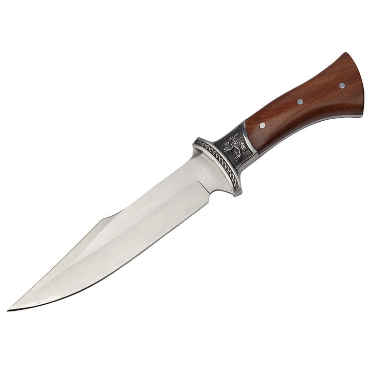 Cutit de vanatoare DEPOX®, Tiger Blade, 30.5 cm, otel inoxidabil, maro, teaca inclusa