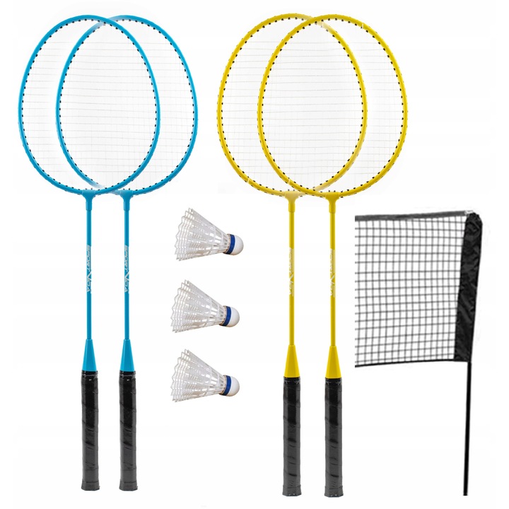 Set Badminton Sportvida JOY, Plasa + 4 Rachete + Fluturasi
