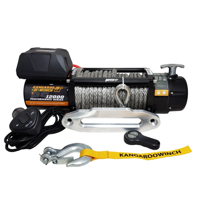 Комплект Лебедка KangarooWinch K12000PS Performance Series, 12V, синтетично въже, 6.0 HP, 265:1