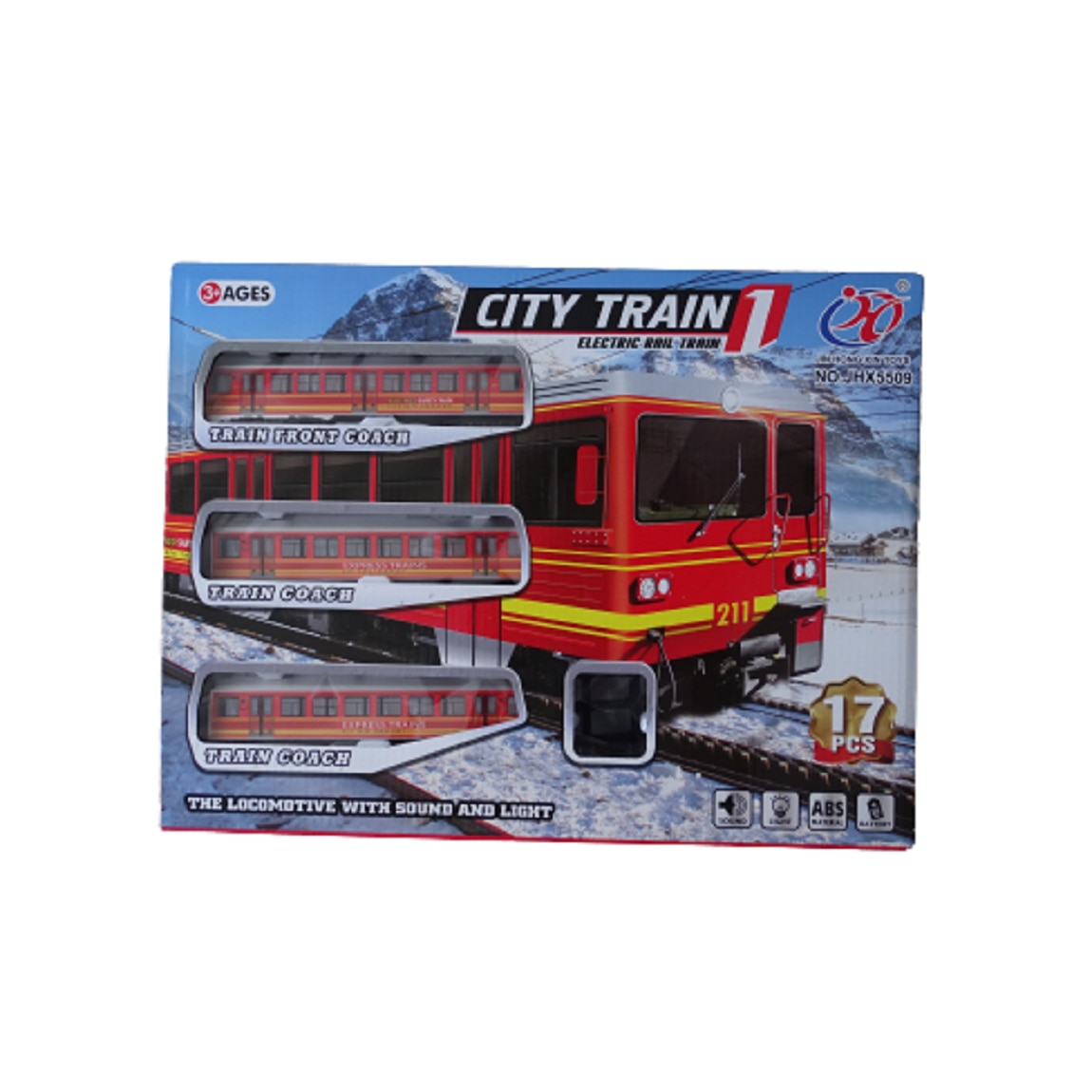 Електрическо влакче City Train, С релси, звуци и светлини, Червено, 17 ...