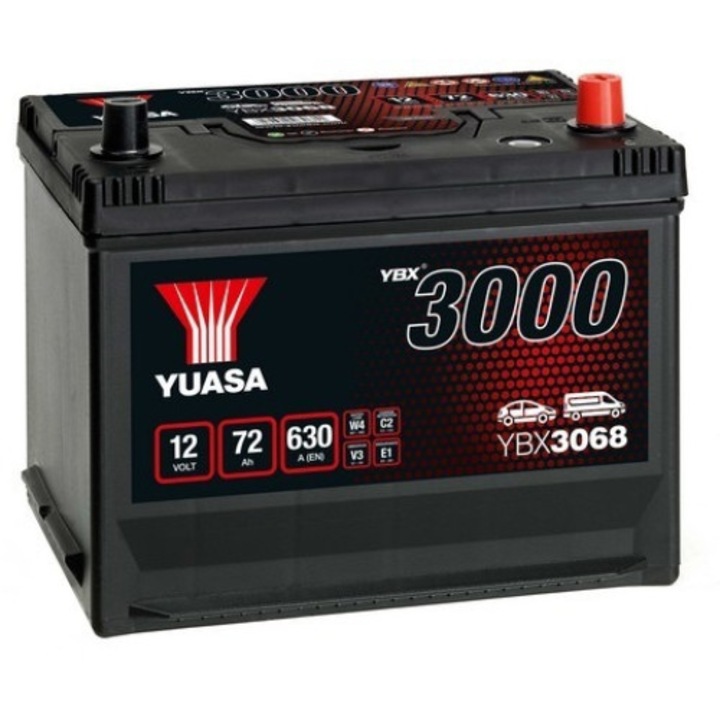 Акумулатор Yuasa, YBX3000, ASIA, 72Ah, 630A, R+