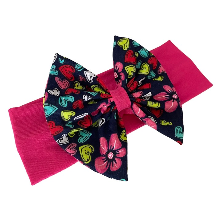 Bentita lata, bumbac fuxia, cu funda multicolora