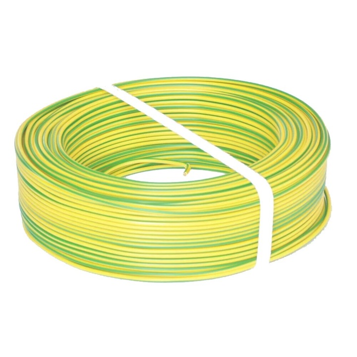 Rola 100 metri cablu litat PVC 0,75mmp, galben-verde