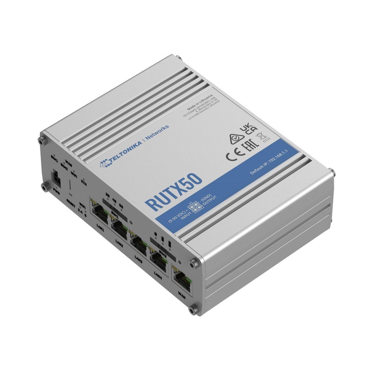 Router/modem Teltonika RUTX50 ipari 5G, EU tápegységgel, ezüst
