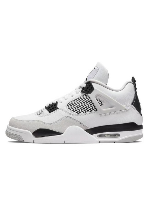 Ретро спортни обувки Air Jordan 4, Nike, кожа, бяло/черно, Бял/Черен
