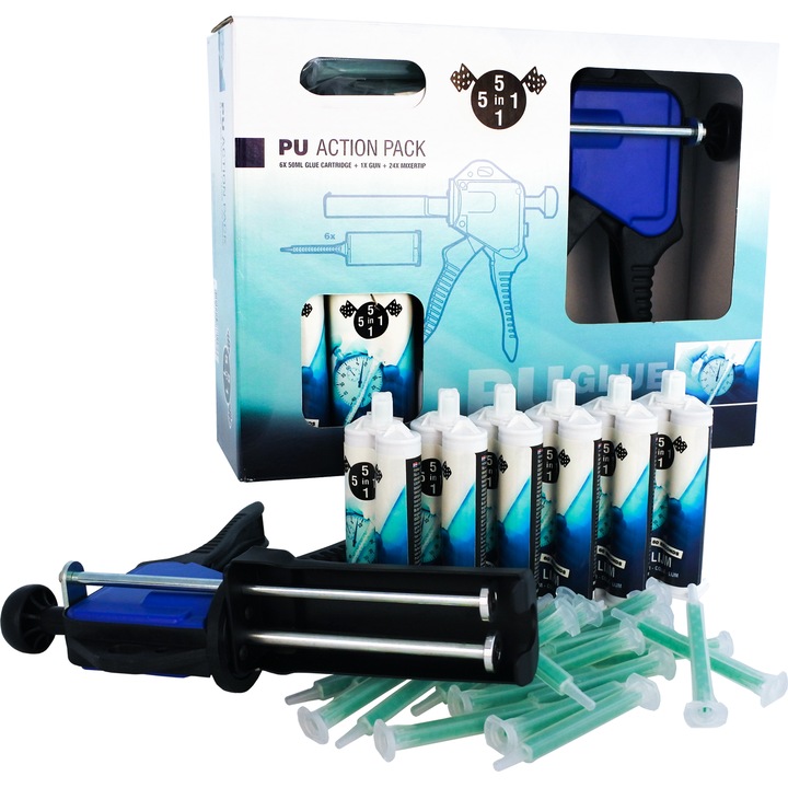 Solutie Adeziv Lipit PU putere extrema, pachet 6 bucati 1 minut, 5in1, 50 ml