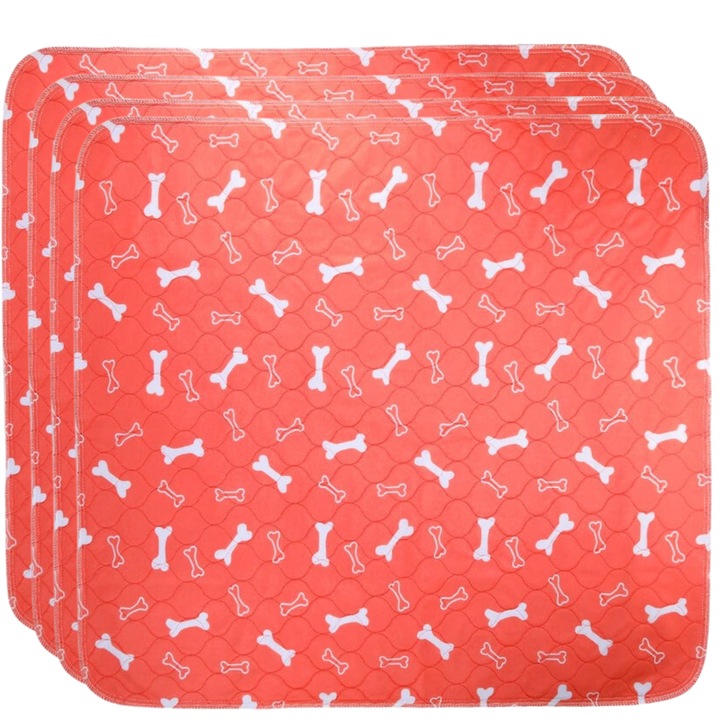 Set 6 Covorase impermeabile, reutilizabile, absorbante, lavabile, anti-derapant pentru caini, rosie, 90 x 80 cm