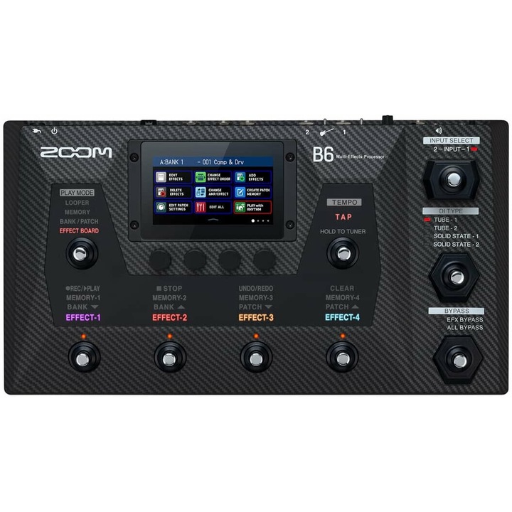 Бас ефект педал, Zoom B6, усъвършенствани мултиефекти, 4.3" тъчскрийн, многоцветен