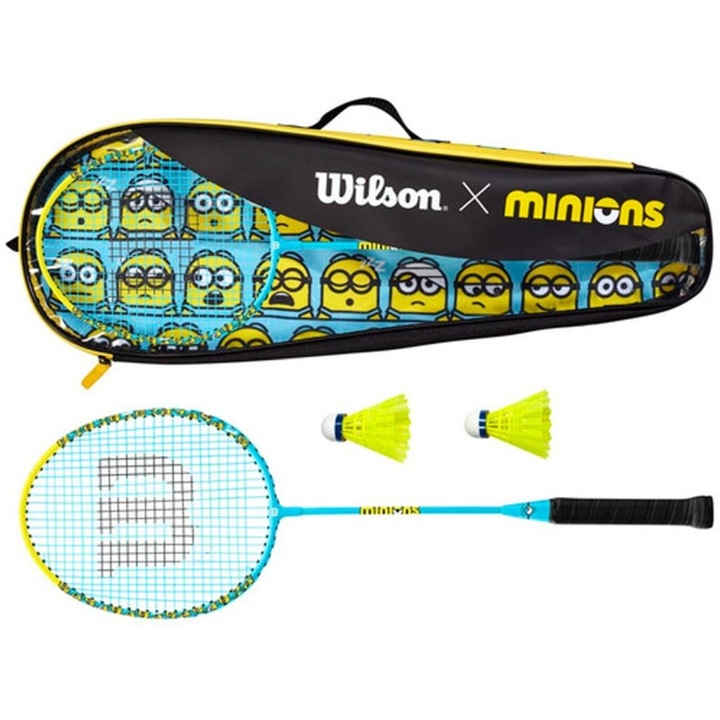 Set badminton Wilson Jr Minions 2.0, albastru/negru