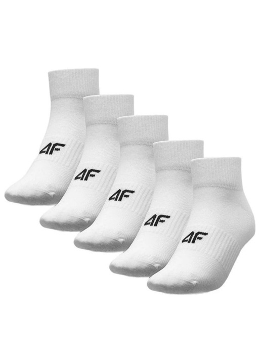 Set 5 perechi sosete 4F, Bumbac, Alb, Alb