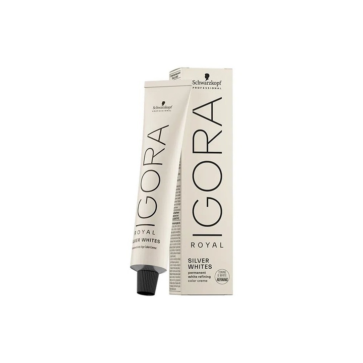 Vopsea de par, Schwarzkopf Professional Igora Royal Absolutes SilverWhite Dove, permanenta, cu amoniac, Silver Grey, 60 ml
