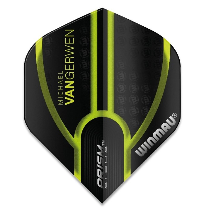 Комплект от 3 перца за дартс, Winmau Prism Alfa, зелено/черно