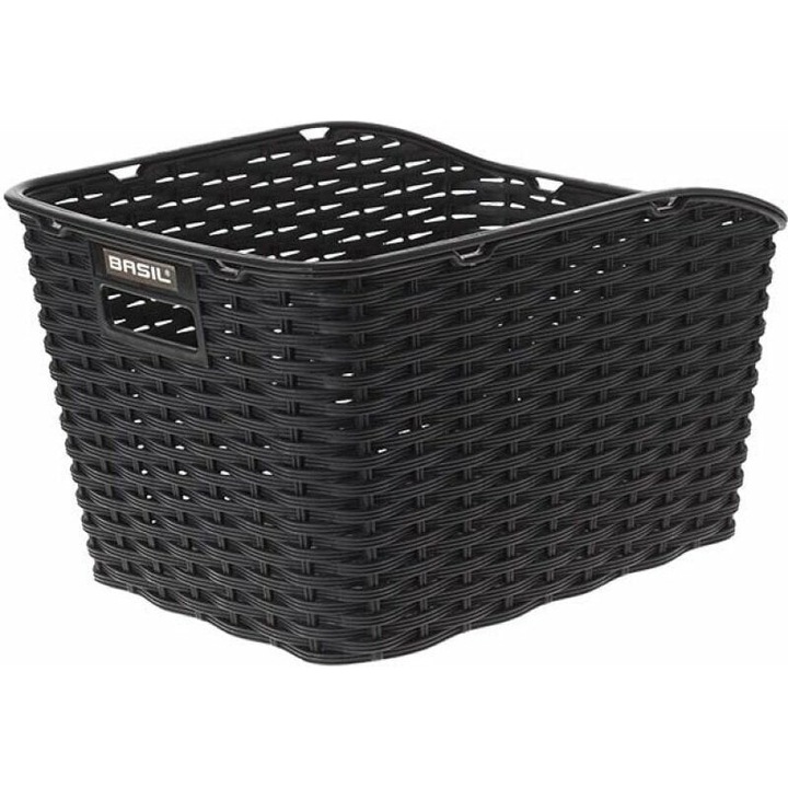 Cos bicicleta, Basil, Plastic, Montare fixa, Spate, Rezistent la intemperii, Negru