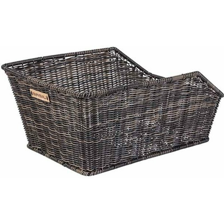 Cos bicicleta Basil Cento Rattan Look, sintetic, impermeabil, maro, montare fixa