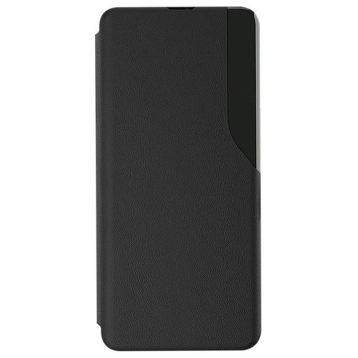 Калъф тип книга Smart Look съвместим със Samsung Galaxy S26 Ultra, тънък флип, с прозорец, луксозен дизайн, еко кожа, черен