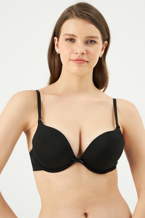 EROS, Sutien push-up cu bretele ajustabile, Negru, 75B