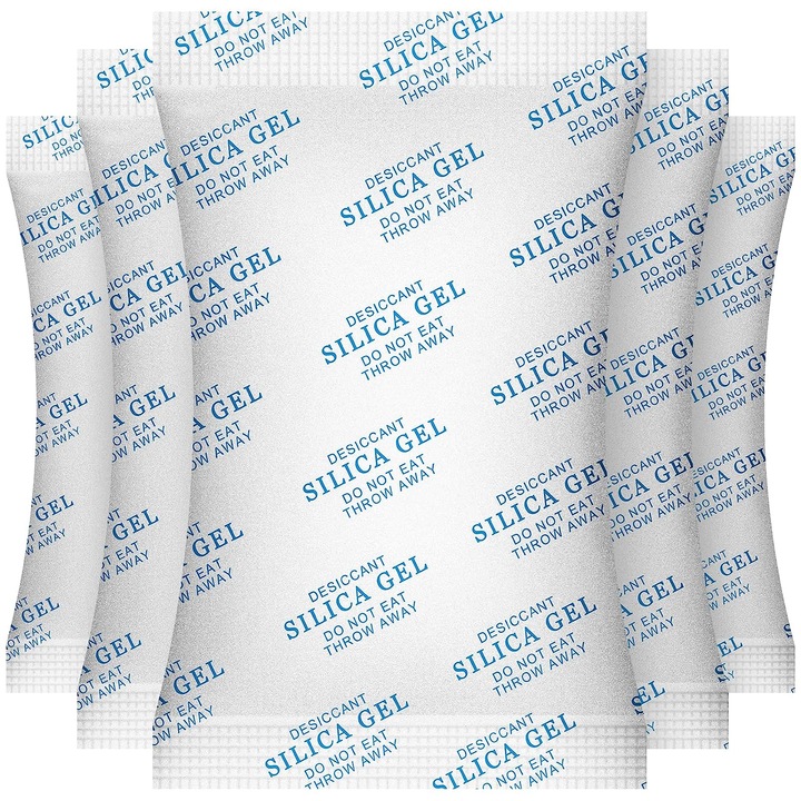 Set de 30 bucati x 20 de grame de absorbant de umiditate din gel de siliciu de calitate alimentara, desicant cu silicagel pentru controlul umiditatii la depozitare, sigure pentru alimente