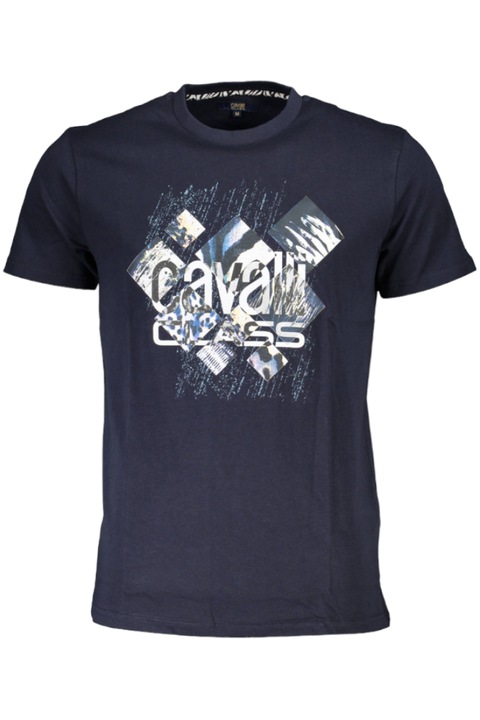 Tricou barbati cu imprimeu abstract, Cavalli Class, Albastru