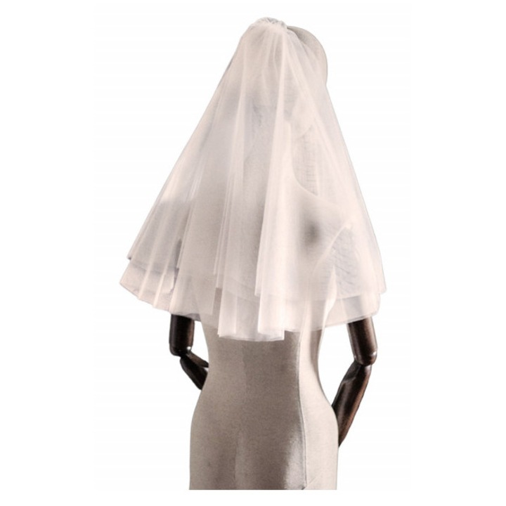 Voal de mireasa lung pana la coate, dublu, rotund V26 Ivoire
