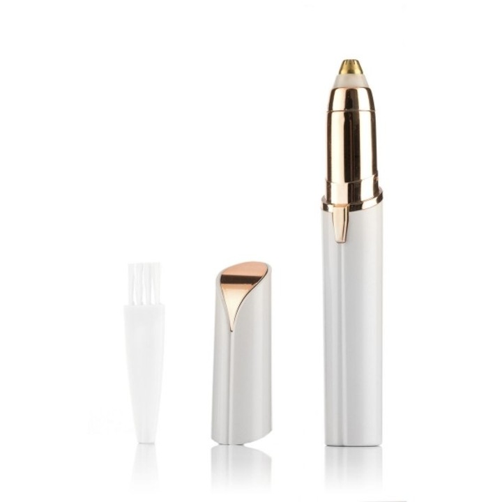 Epilator facial de precizie, pentru femei, portabil, fara durere, cu lumina LED, perie de curatare, alb/auriu