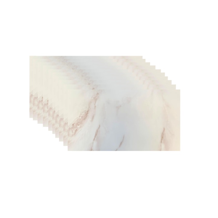 Placa de tapet x 10 lucios, At Performance, impermeabil, Autoadeziv, usor de curatat, 30x60 cm, Marmura crem cu alb