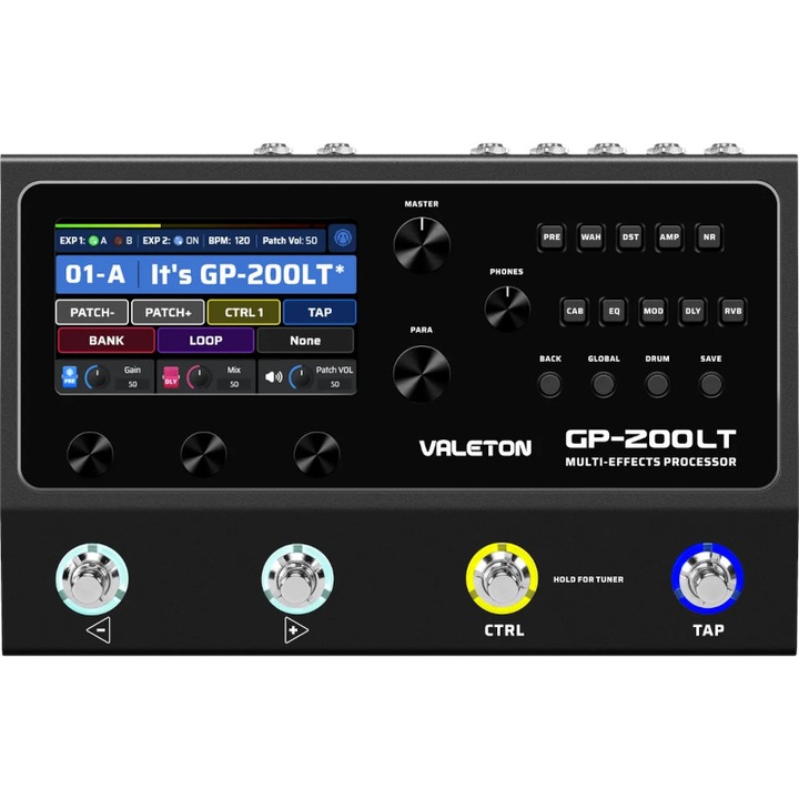 Valeton több effektus processzor, GP-200LT, 4,3", 11 modul, fekete