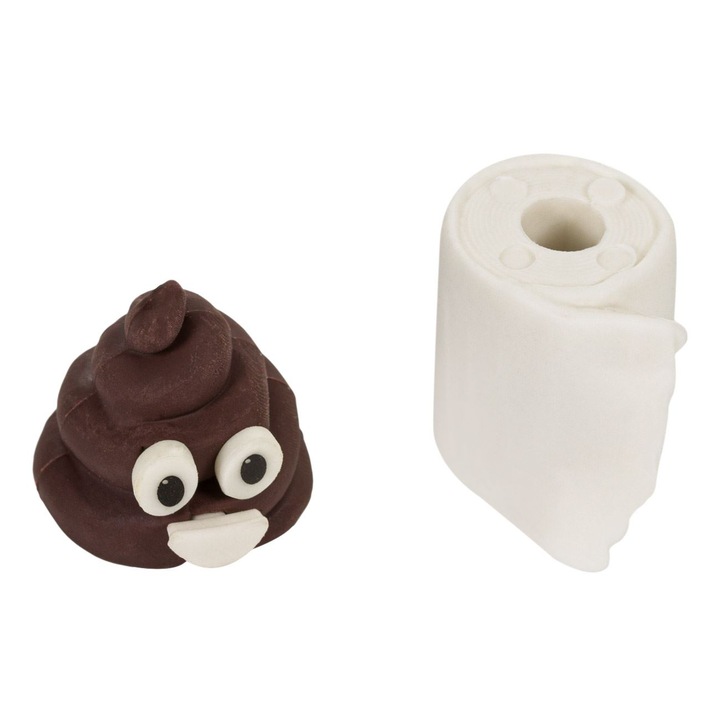 Radírkészlet 2 darabos, 3D kaki és WC papír modell, 3D, Fehér/Barna, MYONNA IT & E-COMMERCE ®