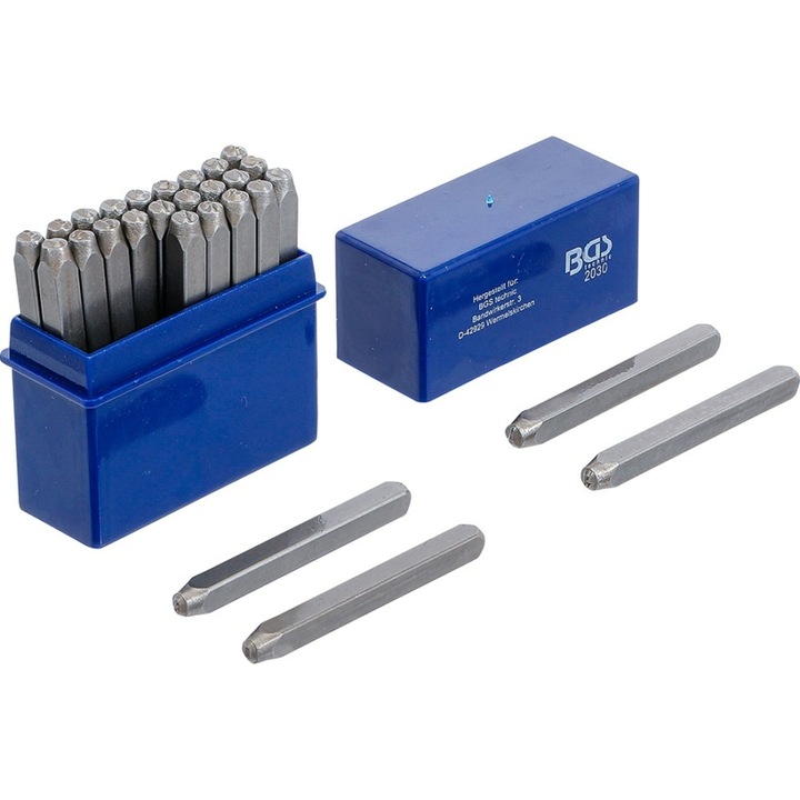 Set poanson, BGS, 6 mm, Argintiu/Albastru