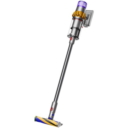 Вертикална прахосмукачка Dyson V15 Detect Absolute, LCD дисплей, 660 W, 0.77 л, Автономия 60 мин, Жълт/Никел