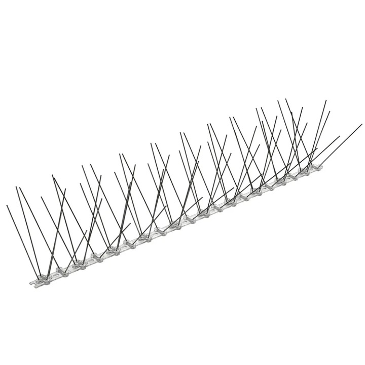 Sistem anti pasari cu spite, plastic si metal, 16x10.5x50cm, Argintiu