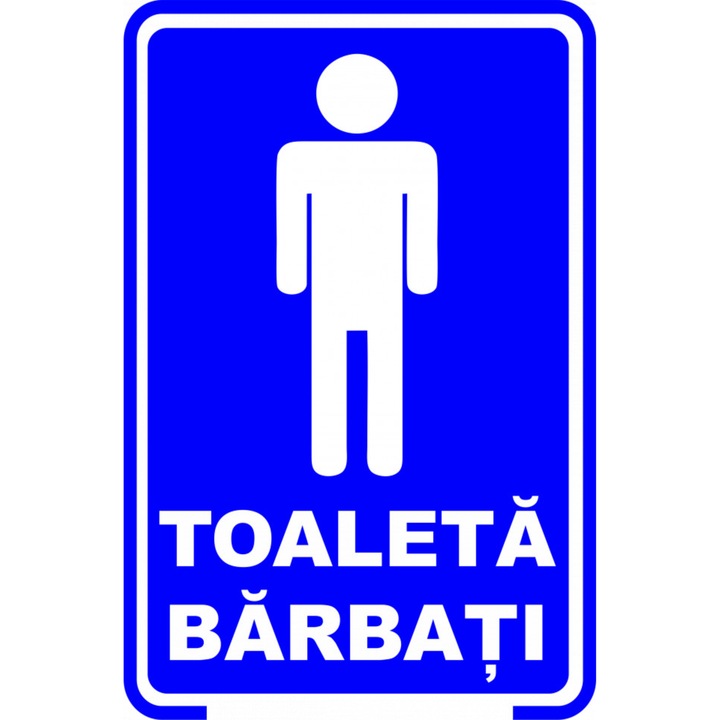 Semn indicator, toaleta barbati, Autocolant, albastru, 15x20cm