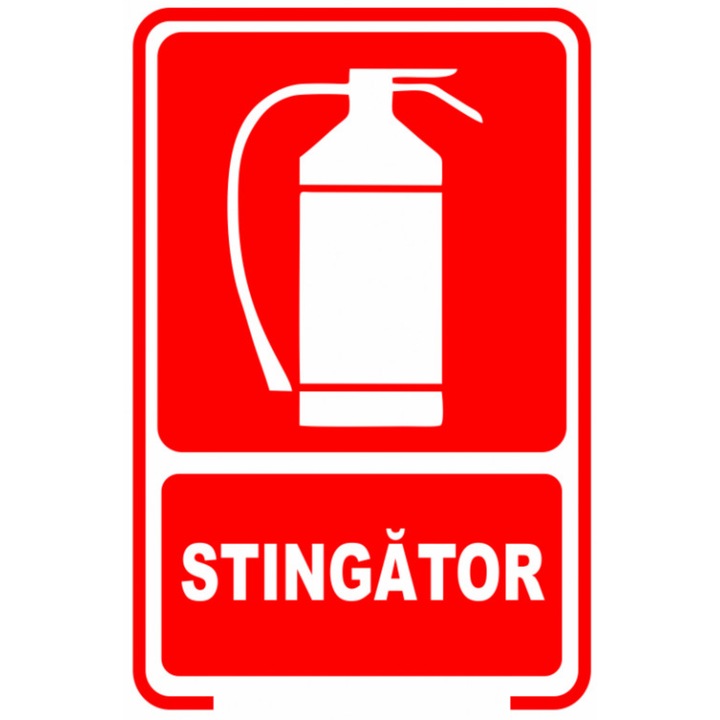 Semn indicator, stingator, Autocolant, rosu, 15x20cm
