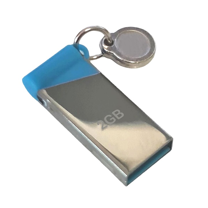 Memorie USB EDAR, Capacitate 2 GB, USB 3.0, Rezistent la Uzura, Gri Metalic / Albastru