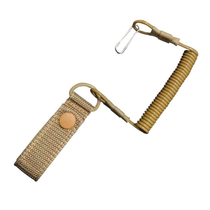 Cordon Extensibil Asigurare Pistol, Helicoidal, Spiralat, Bej Desert, OPRA Tactic